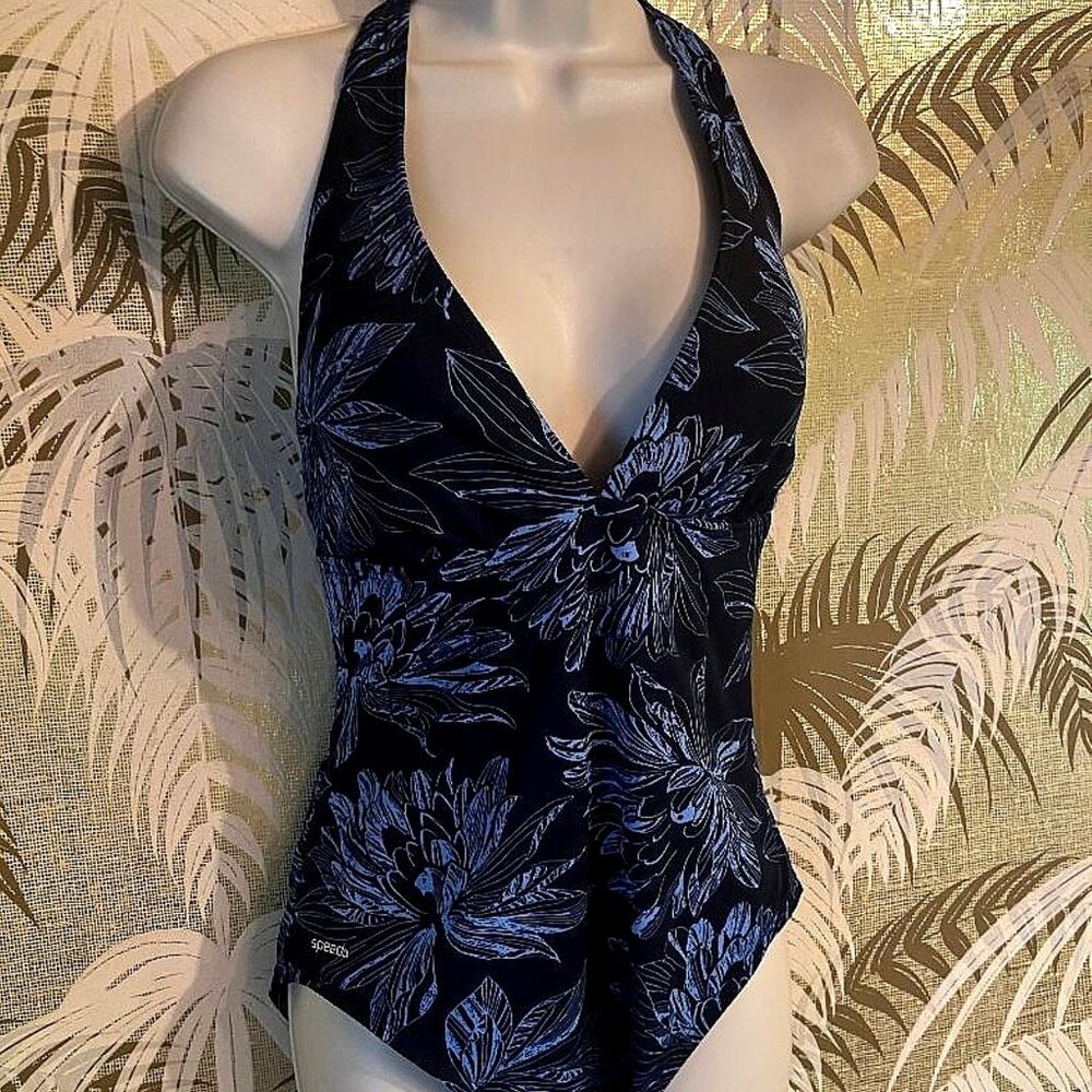 Speedo Navy and Black Floral One Piece Swimsuit